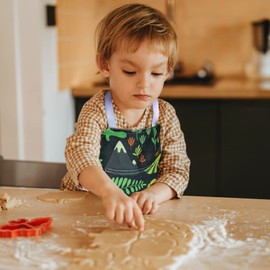 FenFang Children's Apron Boys Girls Apron for Children Painting with Pockets Dinosaur Cooking Apron Painting Apron Art Apron Kitchen Apron Work Apron Cooking Baking Garden 3-10 Years, black