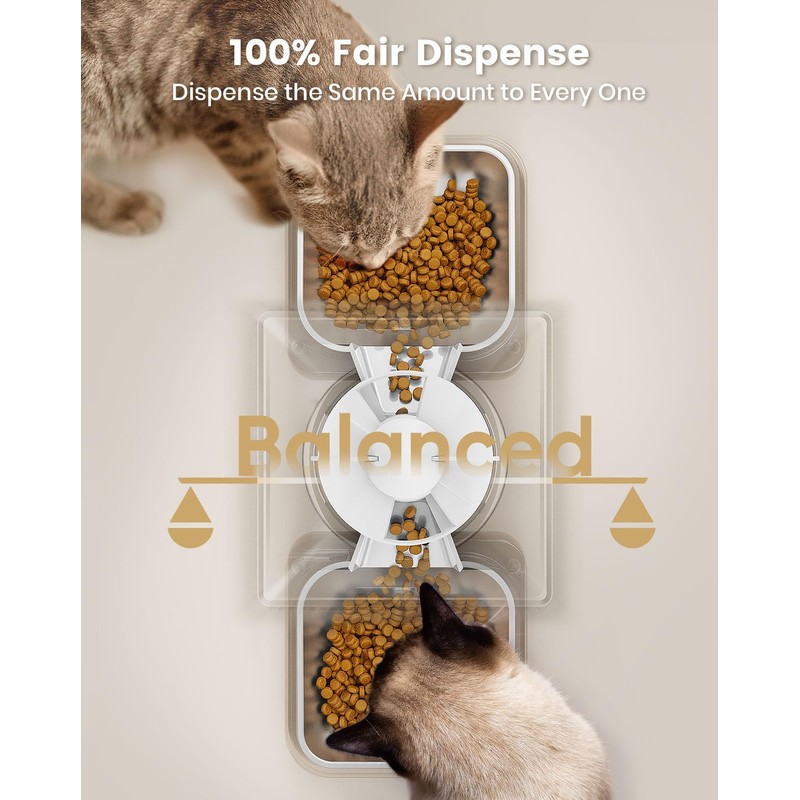 oneisall Automatic Cat Feeder for 2 Cats, 20 Cups/5L Automatic