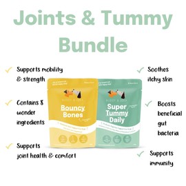 Buddy & Lola Joints and Tummy Bundle for Dogs - High CFU Count, Plant-Based Dog Probiotics for Gut Health - Dog Probiotic Powder with Prebiotics for Skin Health & Joint Support Supplement