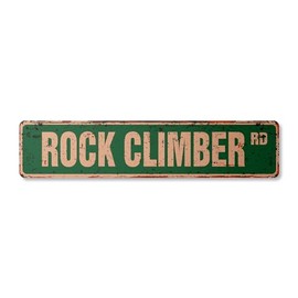 Rock Climber Vintage Plastic Street Sign Climbing Holds Harness Mountain Hill | Indoor/Outdoor | 18" Wide