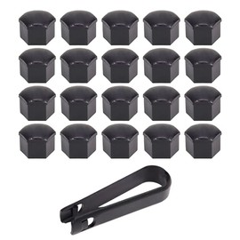 SYF-UN 17mm Wheel Nut Covers, 20pcs Car Wheel Nut Caps (16 Standard Ones 4 Locking Ones), Universal Wheel Bolt Covers with Removal Tool, Black