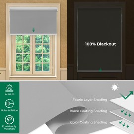 Allesin Motorized Roller Blinds with Remote Control for Windows, Blackout Automatic Shades with Quiet Motor, Dry Battery Powered Electric Blind (Gray 23" W x 72" H)