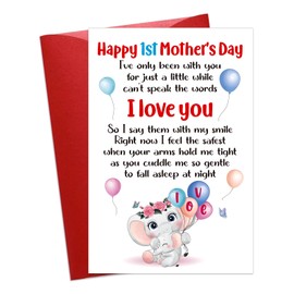 BIZIBAFF First Mothers Day Card - Happy 1st Mother's Day Card Gifts for New Mom First Time Mom 1st Mothers Day Cards for Wife Daughter New Mom Gifts from Daughter Son