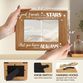 Palasarkaaa Good Friends Are Like Stars Graduation Going Away Picture Frame Gifts for Best Friends, Long Distance Birthday Gifts for Bff Soul Sisters Besties, Tabletop or Wall Mount Display 4x6