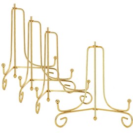 LIONWEI LIONWELI 6 Inch Gold Iron Plate Stand Holder Easel Display Stand for Plate?Picture?Photo and More,4 pcs.