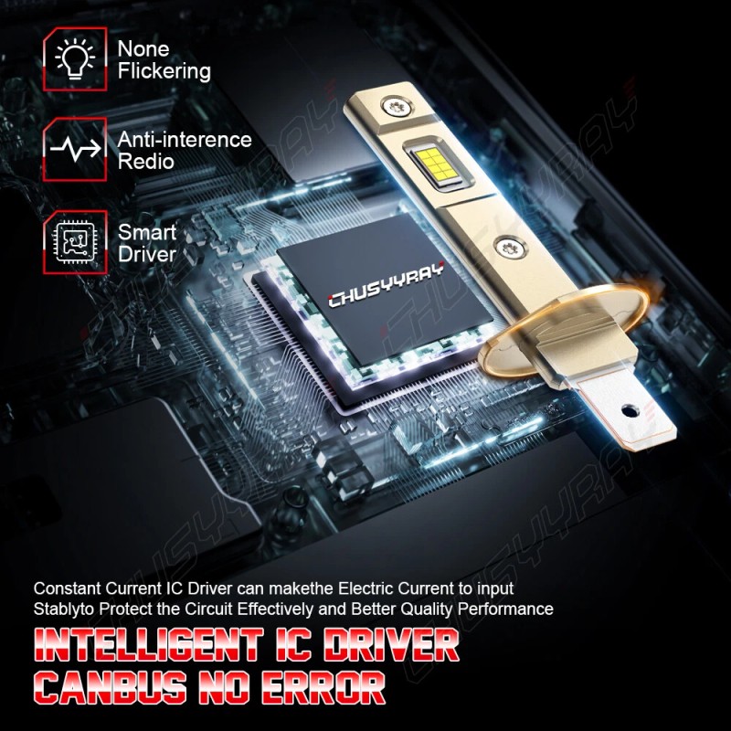 CHUSYYRAY 2x H1 LED Headlight Bulbs Conversion Kit High Beam