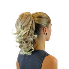 WIG ME UP - JL-3023-24 Hairpiece ponytail with comb and elastic draw string short wavy voluminous ash blond mixed with platinum tips 14inch