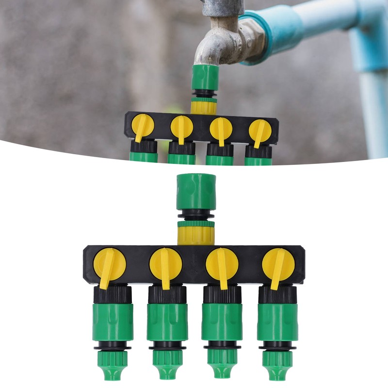 Water Hose Splitter ABS Material 4 Way Stainless Durable Garden