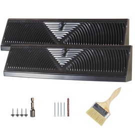 JUYO VONSAN 18 inch Baseboard Register Vent Cover Grill Black Floor Wall Baseboard Diffuser Corner Steel Vent Cover for Home Floor Wall (2)