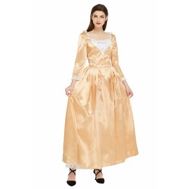 Cos-Animefly Royal Colonial Girl Princess Costume Musical Hamilton Costume Vintage Long Sleeve Dress Renaissance Dresses