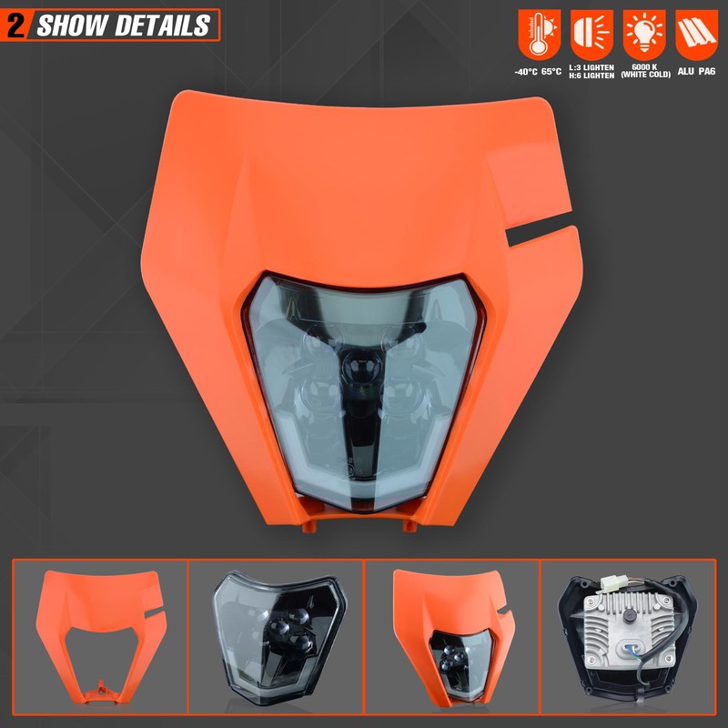 fewfuss Dirt Bike Led Headlight Motorcycle 2017-2019 Enduro Headlight Kit