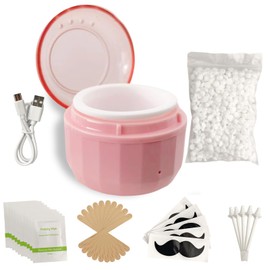 Mini Wax Heater with 100g Hard Wax Beans, Nose Wax Kit for Men & Women, USB-Powered Fast Heating for Nose & Ear Hair Removal, Facial Grooming Kit, Portable & Easy to Use (Pink)