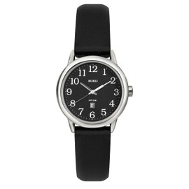 BUREI Men's Black Leather Watches Luminous Easy to Read Minimalist Analog Quartz Waterproof Watch for Men and Nurses, Gift for Men (Black)