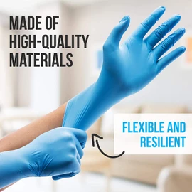 Eatasty Eat NB Nitrile Multipurpose Gloves, Disposable, Powder Free, Extra Strong, Size M, Blue, 100 Pieces