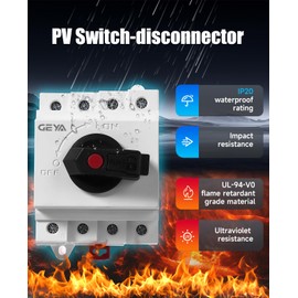 IGOYE 32 Amp DC1200V Solar Disconnect Switch Isolator Switch PV Panel Disconnect Solar System Combiner Box Accessory DIN Rail Mount and Lockable