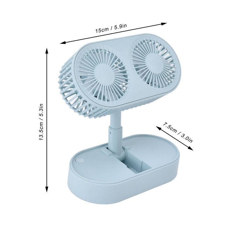 Desktop Double Fan Dual Motor 135° Angle Adjustable Handheld Fan