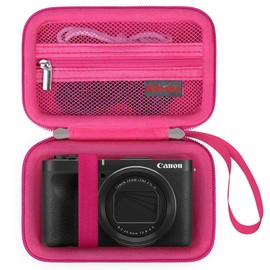 Elonbo Carrying Case for Canon PowerShot V1 Digital Camera, Canon V1 Camera Hard Travel Bag, Extra Mesh Pocket fits Charging Cables Battery SD Card Reader and Accessories, Raspberry