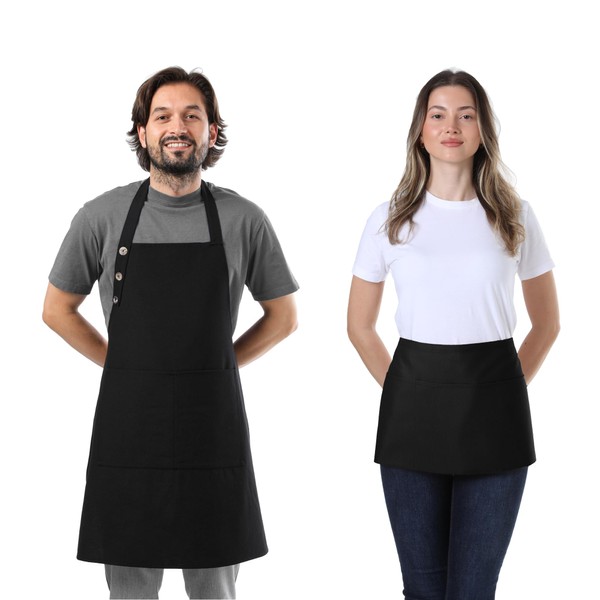 TOSHEX Kitchen Apron with Server Apron 2 Pack Waterdrop Resistant