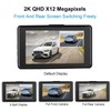 Bewinner Dash Cam Front and Rear (2K+1080P), 3 Inch Screen