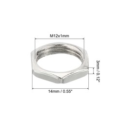 PATIKIL M12x1.0 Steel Hex Nuts, 50 Pack Metric Thread Zinc Plated Finished Hardware Nuts Screw Bolt Fasteners for Lamps Machinery Repair 3mm Height 14mm Width