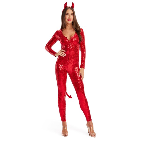 Tipsy Elves Red Sequin Devil Costume Size Medium