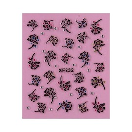 Generic Love Rose Flowers Daisy Rhinestone Nail Decals Stickers Xf232 Nail Wraps Art Stickers Manicure Supplies for Women for Home Nails Full Long Lasting Easy Apply and Remove