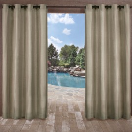 Exclusive Home Curtains Biscayne Indoor/Outdoor Two Tone Textured Grommet Top Curtain Panel Pair, 54x108, Natural, 2 Count