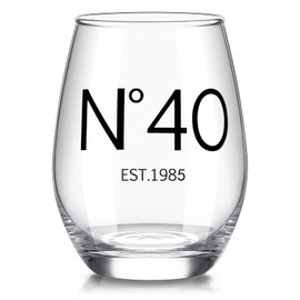 Baderke 40th Birthday Wine Glass Bridal N°40 EST. 1985 Keepsake 40th Birthday Anniversary Present Gifts for Men Women Birthday Party Wedding Anniversary Decorations, 15oz