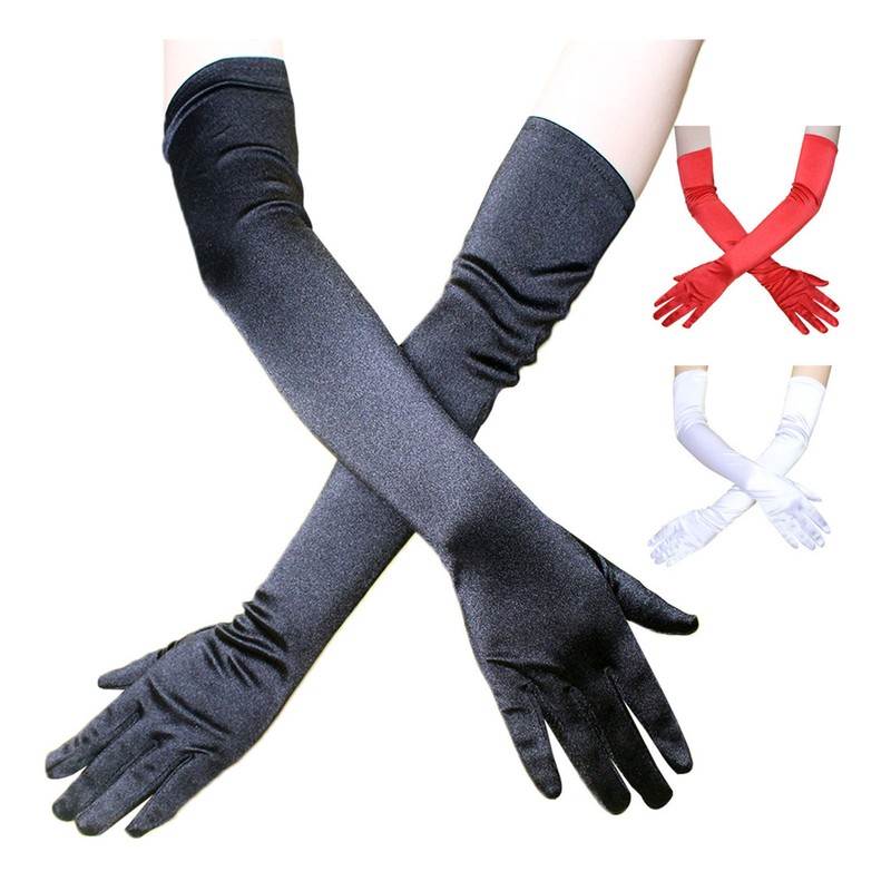 Long Satin Gloves Fashionable Stretch Long Evening Opera Satin Gloves