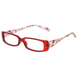 Calabria 4957 Rectangular Designer Floral Reading Glasses +1.75 Red Women Single Power Reader Stylish Fashion Eyeglasses