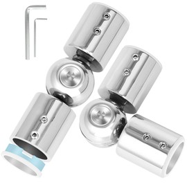 TOKPLNU Curtain Rod Connector, Heavy Duty Hinged Elbow Connector, Adjustable Corner Curtain Rod Connector for 1 Inch Bay Window Curtain Rods, Silver 2 PCS