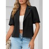 Cicy Bell Womens Puff Short Sleeve Blazers Business Casual Button