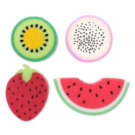 Lurrose Esponjas de Baño de Frutas 4Pcs Niños Lindos Abolladuras Corporales Ducha Limpieza Esponjas para Bañarse Accesorios