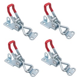 Dfuqanb 4-Piece Stainless Steel Toggle Lock Set, Tension Clasps, M4 Toggle Lever Tensioner, Lever Lock, Safety Lock for Cupboard, Door, Boxes (Red)