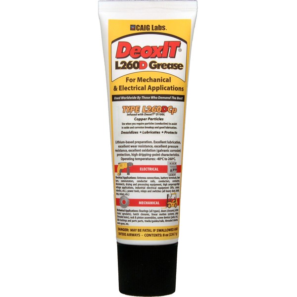 CAIG LABORATORIES, DeoxIT L260-DC8, Lithium Grease with Cleaner/Deoxidizer, Copper Particles,
