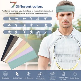 DiyJibb Headbands for Women Non Slip - 7PCS Fashion Sports Hair Bands for Women's Hair, Soft Cotton Cloth Stretchy Headbands for Women for Workout Yoga Running