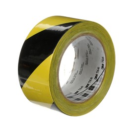 Cinta de vinilo con franja de seguridad 3M 766DC, negro/amarillo, 2 pulgadas x 36 yardas