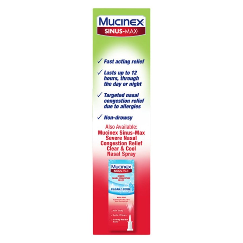 Mucinex Sinus-Max Severe Nasal Congestion Relief Sinus & Allergy Nasal