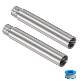 Awclub Shower Head Extension Arm, 6-Inch 1/2PT Male to 1/2PT Female Thread 304 Stainless Steel Cast Pipe Fitting Coupler 2 Pack