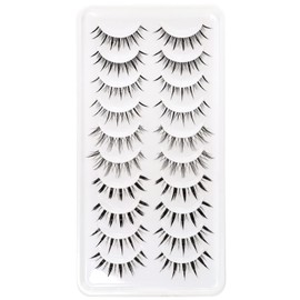 EMEDA Manga Wimpern 10 Paare 5 Stil-Mix Manga Lashes Künstliche Wimpern Natürlich Weich und Kurz Cosplay eyelash Anime Lashes Transparentes Band 100% Handgefertigt Fake Lashes (Manga Mix)