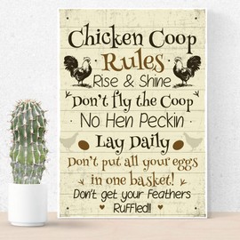 RED OCEAN Chicken Coop Rules Funny Chicken Sign For Hen House Chicken House Garden Sign