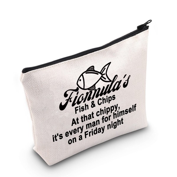 LEVLO Derry TV Show Cosmetic Bag Erin Fans Gift Fionnula's Fish & Chips Makeup Bag with Zipper for Women and Girls, Fionnula's Fish