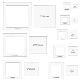 BENECREAT 16 Sizes Square Quilting Template, Acrylic Intricate Sewing Machine Ruler, Transparent Pressure Plate Router Template for DIY Hand Patchwork Cutting Craft, 6mm Thick
