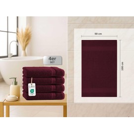 Class 4 Piece Terry Towel Set | Pack of 4 Hand Towels 50 x 100 cm | Terry Quality 500 g/m² | 100% Cotton with Border | Plain Bordeaux