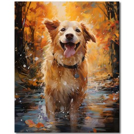 TISHIRON DIY Paint by Number for Adults Kids Beginner, Acrylic Painting by Number Kits Smile Dog Pattern On Canvas Choice for Father's Day 16x20 Inch (Without Frame)