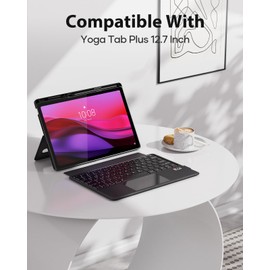 Doohoeek New Keyboard Folio w/Status Screen for Lenovo Yoga Tab Plus 12.7" 2025, Yoga Tab Plus 12.7 Inch Keyboard Bluetooth with Trackpad & Any-Angle Stand & Backlit Key, Yoga Tab Plus Keyboard Cover