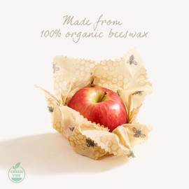 Beeswax Wraps | Eco Friendly Sustainable Reusable Food Wraps | Biodegradable Zero Waste Plastic Free Food Storage | Bowl Covers | Organic Bees Wax Cheese Bread Sandwich Wrappers (Bees)