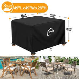 Kipiea Patio Furniture Covers Waterproof Winter, Heavy-Duty Outdoor Furniture Set Covers for Table Chairs, Anti-UV, No Tears or Fading (128" L x 128" W x 28" H)