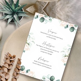 Kackspecht Menu, Blank Menu Cards in Boho Design, Pack of 12, DIN A5, Individually Adjustable Menu and Drink Cards for Wedding and Other Occasions, Table Decoration (Menu Cards)