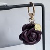 CIBBALIY Leather Flower Keychain Bag Charm, Rose Shape, Silver Gray